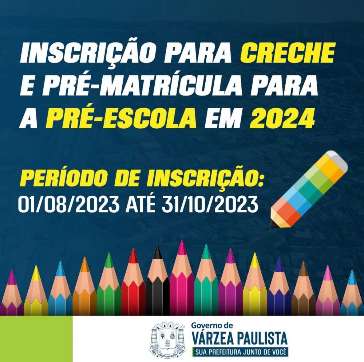 Estão abertas as inscrições para Creches e Pré-escola 2024